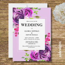 Romantic Purple Floral Wedding Invitation