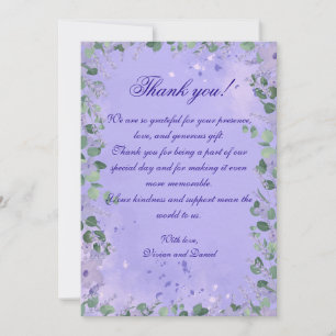 Romantic Purple Floral Wedding Thank You Card