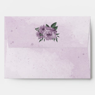 romantic purple flowers botanical wedding envelope