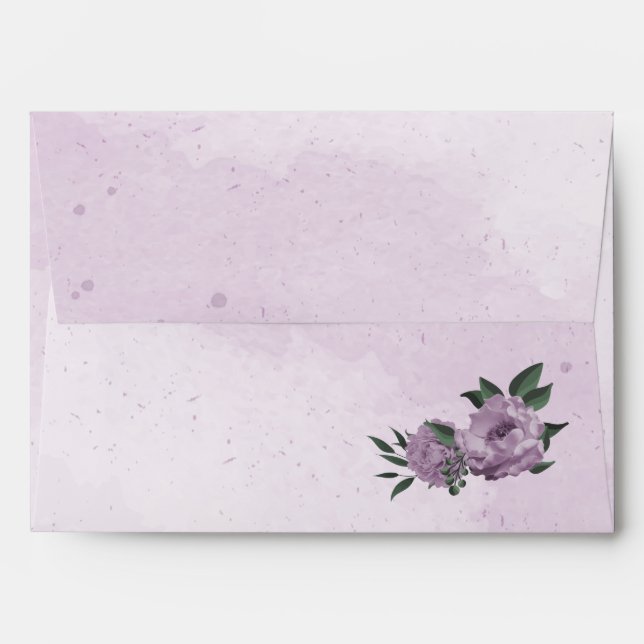 romantic purple flowers botanical wedding envelope (Back (Top Flap))