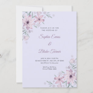 Romantic Purple Flowers Floral Lavender Wedding Invitation