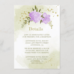 romantic purple flowers greenery details enclosure card