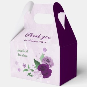 Romantic purple flowers greenery favor box