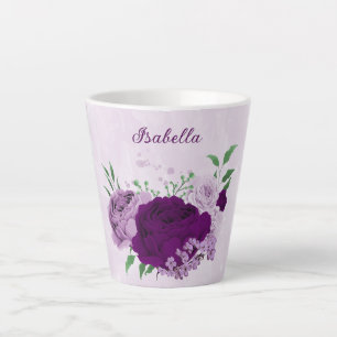 Romantic purple flowers greenery  latte mug