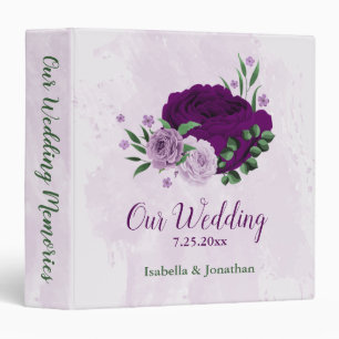 Romantic purple flowers greenery wedding photo alb binder
