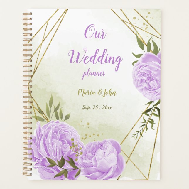 romantic purple flowers greenery wedding planner (Front)