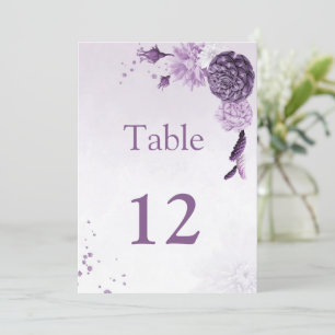 romantic purple flowers table number