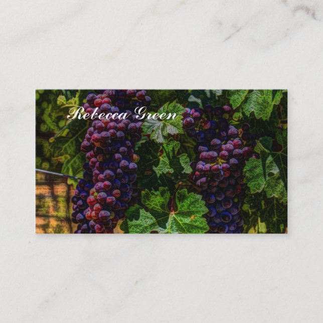 romantic purple Grapes vineyard winery wedding Business Card (Front)