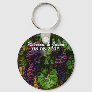 romantic purple Grapes vineyard winery wedding Keychain