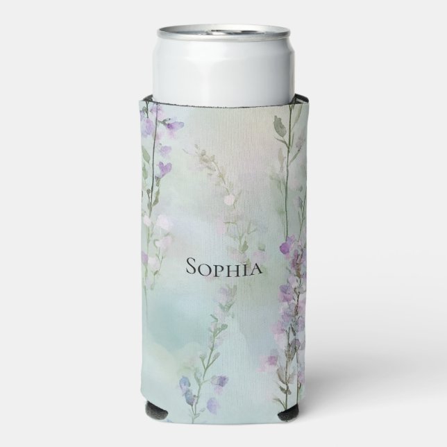 Romantic Purple Lavender Floral Seltzer Can Cooler (Seltzer Front)