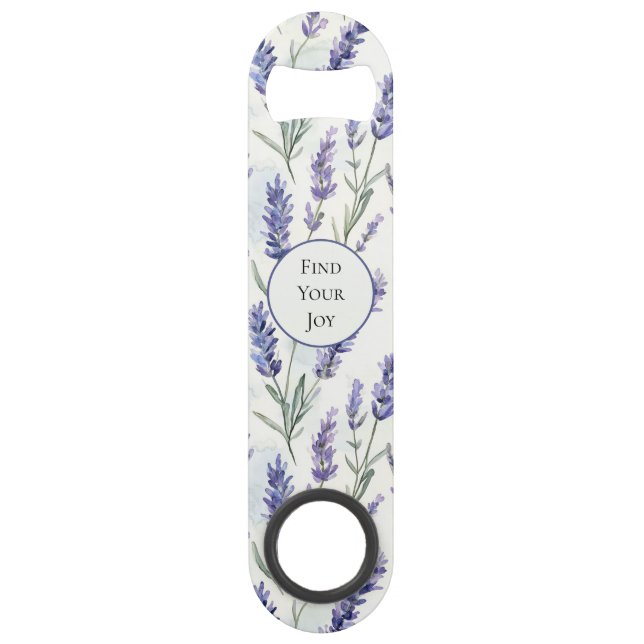 Romantic Purple Lavender Flowers Bridal Shower Bar Key (Front)