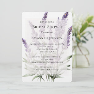 Romantic Purple Lavender Flowers Bridal Shower Invitation