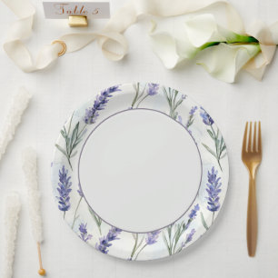 Romantic Purple Lavender Flowers Bridal Shower Paper Plate