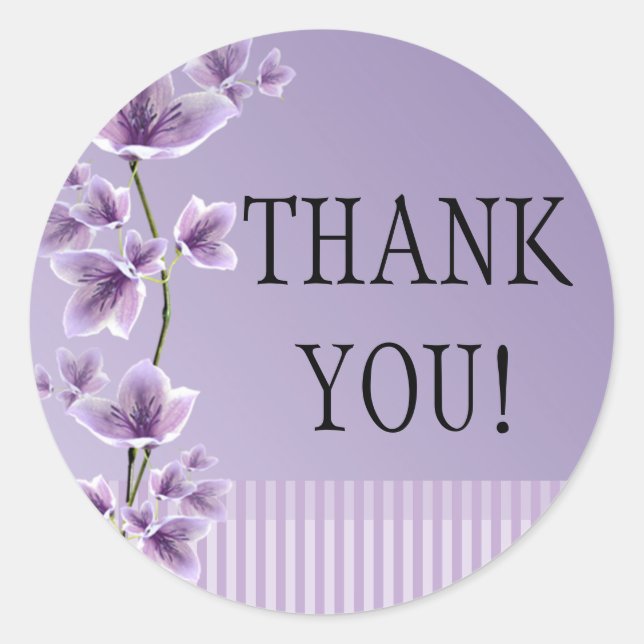 Romantic Purple Lilac Floral Thank You Stickers (Front)