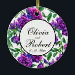 Romantic purple magenta pink watercolor peonies  ceramic ornament<br><div class="desc">Romantic purple magenta pink watercolor peonies. Perfect for spring, summer, or fall events. Beautiful purple peony watercolor artwork for country, boho, garden, and floral theme occasions. To get started changing names and event details, click on "Personalize this template" and edit the wording in the template boxes. To access the more...</div>
