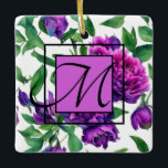 Romantic purple magenta pink watercolor peonies  ceramic ornament<br><div class="desc">Romantic purple magenta pink watercolor peonies. Beautiful purple peony watercolor ornament for your flower enthusiast! To access editing tools, scroll down to "Click to personalize". Once you are in Zazzle's design tool, you can edit fonts, placement, colour, sizing, and more! Part of a co-ordinated suite. See full collection here: https://www.zazzle.com/collections/beautiful_purple_magenta_pink_peonies-119135322640500641...</div>