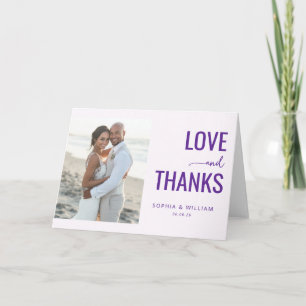 Romantic Purple Minimalist Photo Thank You Card