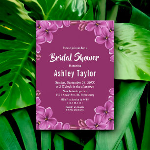Romantic Purple Orchid Roses Floral Bridal Shower Invitation