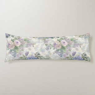 Romantic Purple Pink Flowers Body Pillow