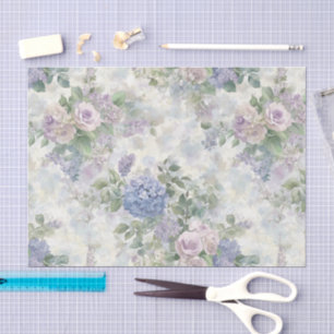 Romantic Purple Pink Flowers Bridal Shower Tissue Paper