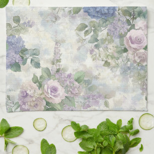 Romantic Purple Pink Flowers Kitchen Towel