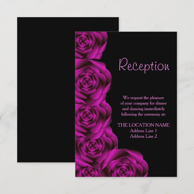 Romantic Purple Rose Border Wedding Reception Invitation (Front/Back)