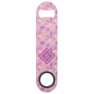 Romantic Purple Rose Floral Custom Monogram Bar Key