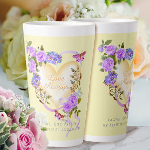 Romantic Purple Rose Love Always Beige Latte Mug