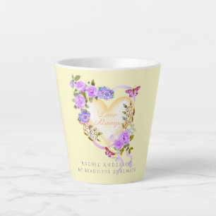 Romantic Purple Rose Love Always Beige Latte Mug