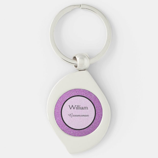 Romantic Purple Sparkles Wedding Favour Keychain (Front)