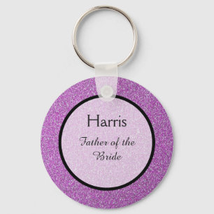 Romantic Purple Sparkles Wedding Favour Keychain