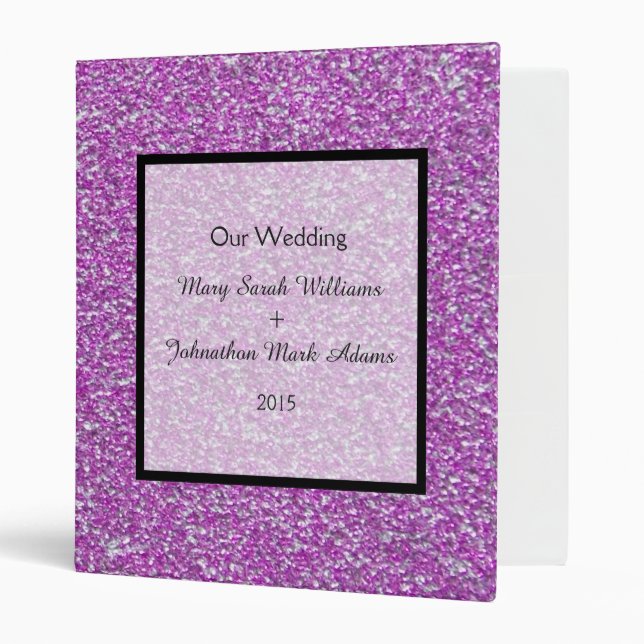 Romantic Purple Sparkles Wedding Keepsake Planner Binder (Front/Inside)