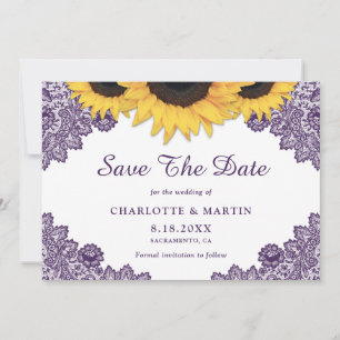 Romantic Purple Sunflower Wedding Save The Date