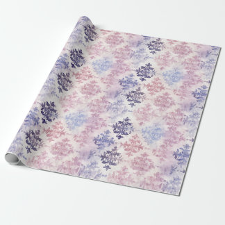 Romantic Purple Watercolor Damask Wrapping Paper