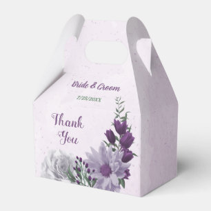 Romantic purple white flowers greenery wedding favor box