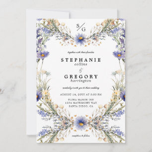 Romantic Purple Wildflower Wedding Invitation