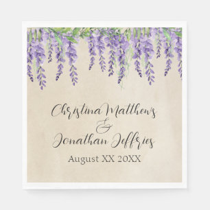 Romantic Purple Wisteria on Rustic Parchment Napkin