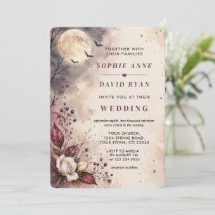 Romantic QR code Halloween Wedding  Invitation