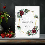 Romantic Quote Burgundy Christmas Floral  Notebook<br><div class="desc">The Light You Shine Romantic Quote Christmas Amaryllis Floral Gold Frame Personalized Notebook... The romantic inspirational saying on our custom design notebook reads "The light you shine upon my life brightens with each passing year" in trendy serif typography. Bordering this text is a gold geometric frame embellished with bouquets of...</div>