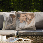 Romantic Quote Names Photo Both Sides Couple Throw Pillow<br><div class="desc">Romantic Quote Names Photo Both Sides Couple. Memories of your wedding day with this romantic keepsake with a different photo on each side,  your names on the front and Two hearts One Journey quote on the back. Change text as required and replace the sample photos with your own favourites.</div>