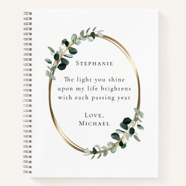 Romantic Quote Personalized Eucalyptus Notebook (Front)