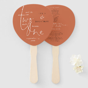 Romantic Quote Terracotta Script Wedding Program Hand Fan