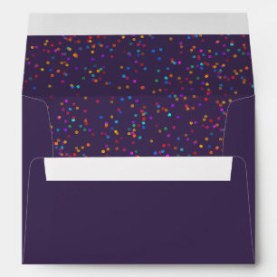 Romantic Rainbow Confetti Purple Return Address Envelope