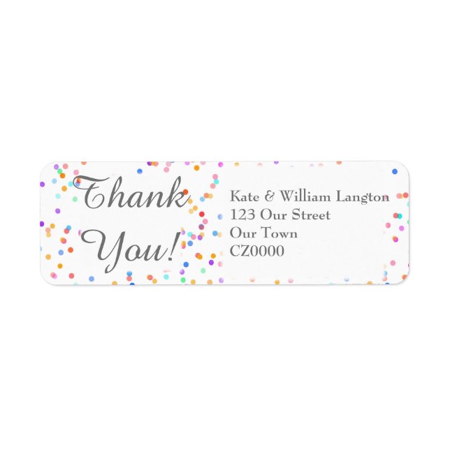 Romantic Rainbow Confetti Script Thank You (Front)