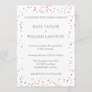 Romantic Rainbow Confetti Wedding Invitation