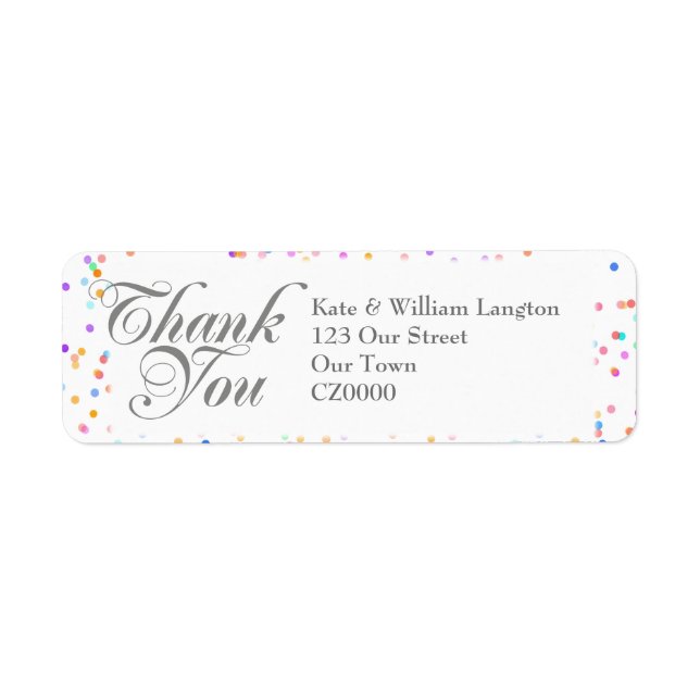 Romantic Rainbow Confetti Wedding Thank You (Front)