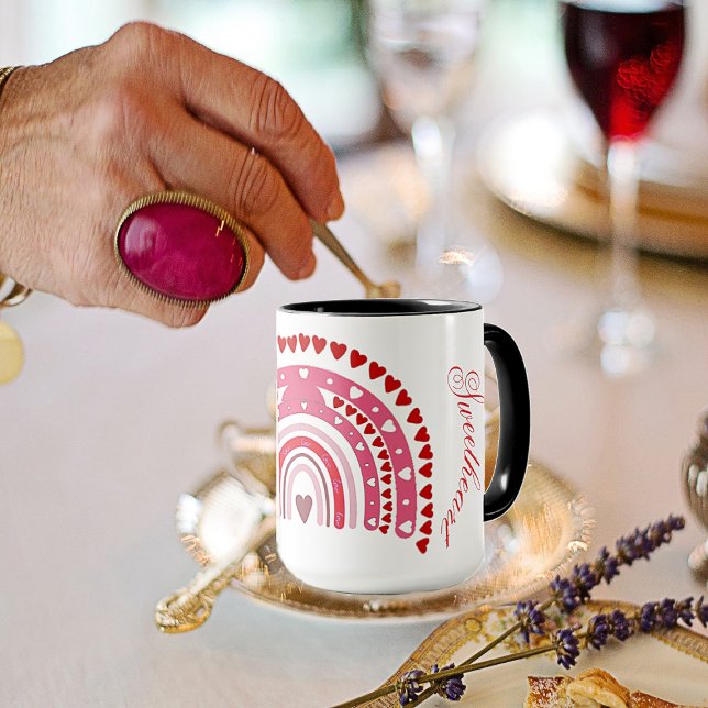 Romantic Rainbow Valentines Sweeping Sweetheart Mug (Romantic Rainbow Valentines Sweeping Sweetheart Mug)