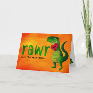 Romantic RAWR T-rex Dinosaur Card