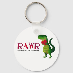 Romantic RAWR T-rex Dinosaur Keychain