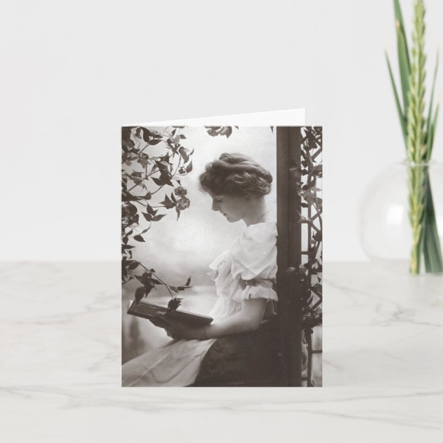 Romantic Reading Woman Greeting Card (Front)